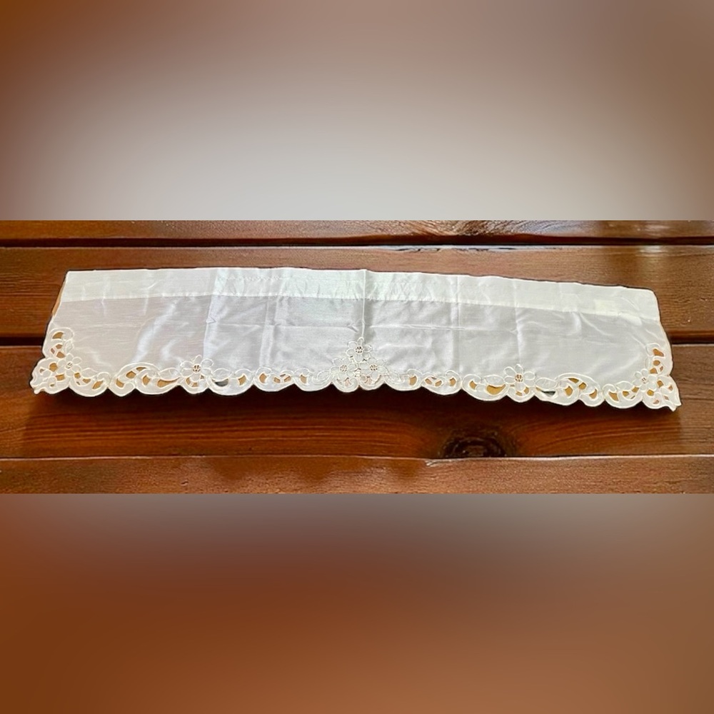 Collections Etc Ivory Lace Trim  Valance Curtains Set - 78"x13"